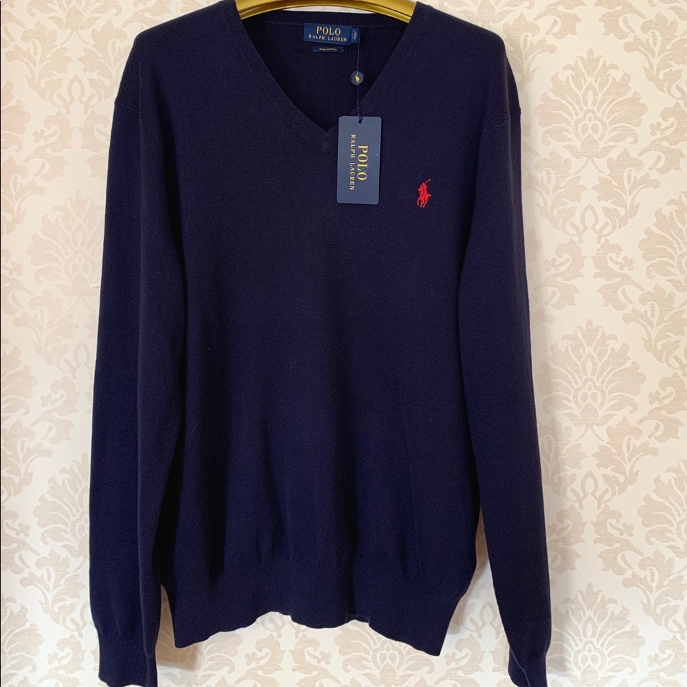 Polo by Ralph Lauren NEW navy v-neck sweater.